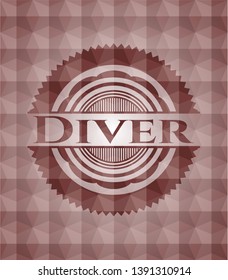 Diver red badge with geometric background. Seamless.