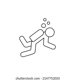 Buceador, icono de estilo de línea de icono de buceo, estilo aislado en fondo blanco
