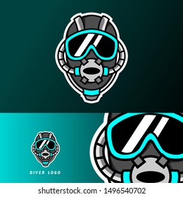 Diver scuba glass helmet mascot sport gaming esport logo template for team club squad