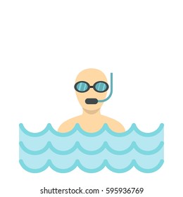 Diver with scuba icon in flat style isolated on white background vector illustration