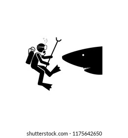 Diver shark danger icon. Element of diving icon for mobile concept and web apps. Pictogram Diver shark danger icon can be used for web and mobile