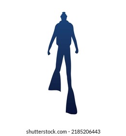 diver silhouette icon flat isolated