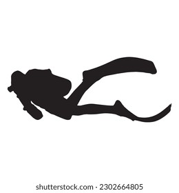 diver silhouette on white background