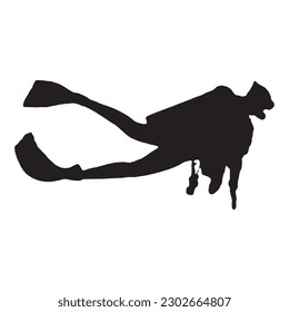 diver silhouette on white background