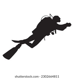 diver silhouette on white background