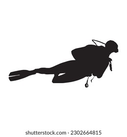 diver silhouette on white background