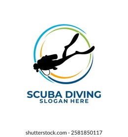 Diver Simple logo design. Modern Scuba Diving Business logo. Travel logo. Scuba Diving Logo Design Vector Template