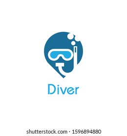 Diver simple logo template designs vector illustration. Diver logo design icon inspiration.