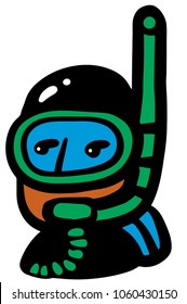 diver with snorkel and diving mask