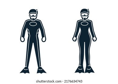 Diver, Sport Player, People and Clothing icons with White Background