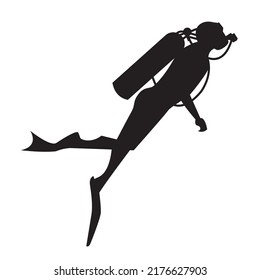 Diver Swiming Silhouette Style Icon