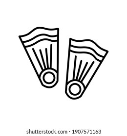 Diver swimming flippers line icon