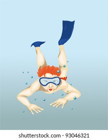 Diver in vector