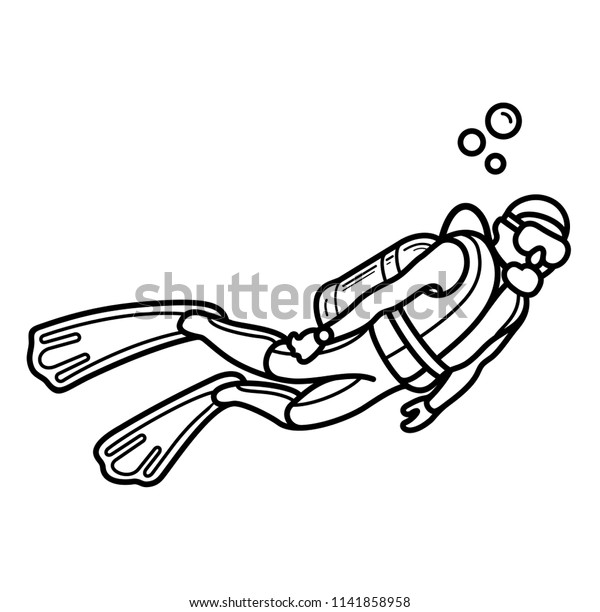 Diver Vector Outline Style Icon Illustration Stock Vector (Royalty Free) 1141858958