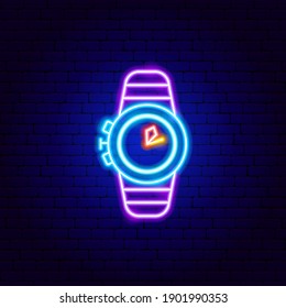 Diver Watch Neon Sign. Vector Illustration of Technology Promotion.