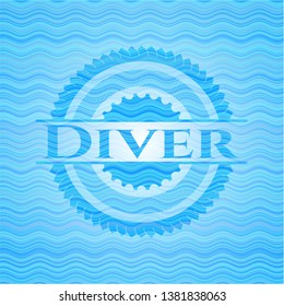 Diver water wave representation emblem.