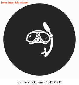 Diver web icon. Gray circle button with white illustration.