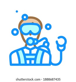 diver worker color icon vector. diver worker sign. isolated symbol illustration