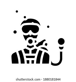 diver worker glyph icon vector. diver worker sign. isolated contour symbol black illustration