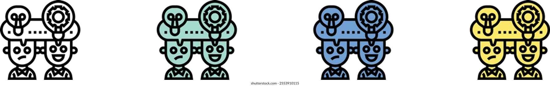 diverge icon. Outline, Green, Blue and Yellow Style Design Isolated On White Background
