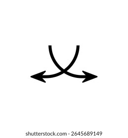 Diverging arrows icon. Two semicircular arrows point in different directions and curving left and right. Vector illustration.
