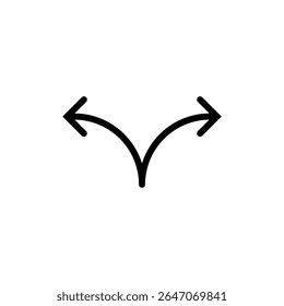 Diverging arrows icon. Two semicircular arrows point in different directions and curving left and right. Vector illustration.