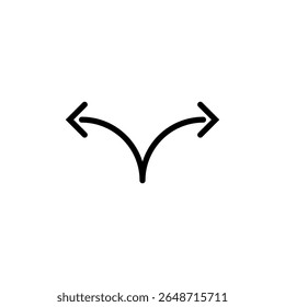 Diverging arrows icon. Two semicircular arrows point in different directions and curving left and right. Vector illustration.