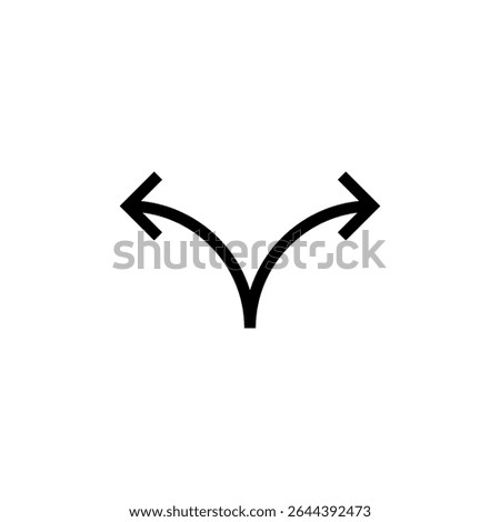 Diverging arrows icon. Two semicircular arrows point in different directions and curving left and right. Vector illustration.
