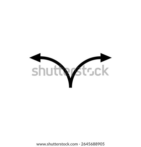 Diverging arrows icon. Two semicircular arrows point in different directions and curving left and right. Vector illustration.