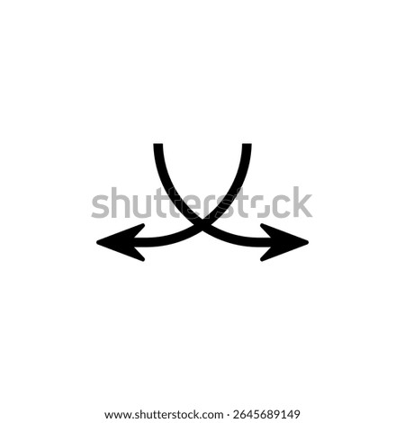 Diverging arrows icon. Two semicircular arrows point in different directions and curving left and right. Vector illustration.