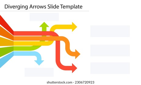 Plantilla de diapositiva Flechas divergentes. Imagen de cliente