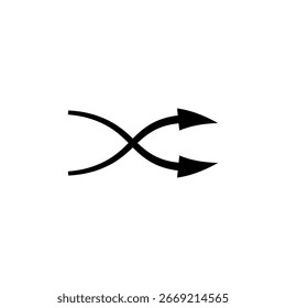 El icono de flecha curva divergente representa el movimiento dinámico del aire, el flujo de movimiento o la dirección de los datos.