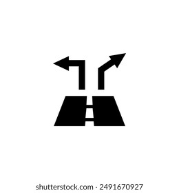 Diverging road icon with two directional arrows.
