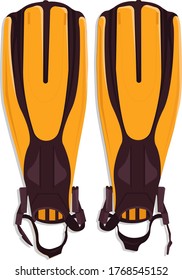 Diver's flippers are orange. Vector illustration of isolated equipment for the divers' feet.