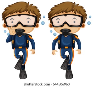 Divers and hand gestures illustration