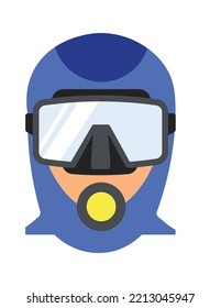 Diver's head Underwater Equipment. Vector illustration