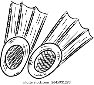 diver's shoes vector sketch line art hand drawn illustration	