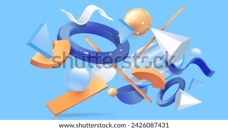 Diverse 3d shapes floating background vector design in eps 10
