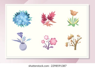 Diversos elementos florales abstractos para la decoración. Collage con colores pastel.