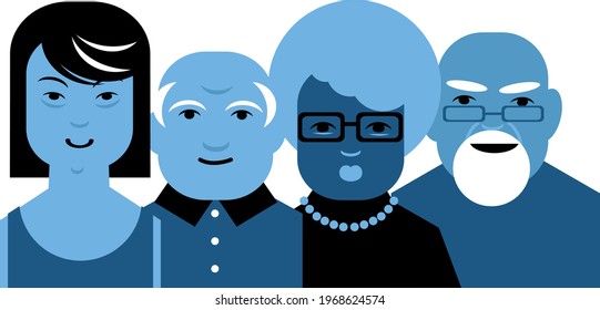 Diverse active empowered senior characters, EPS 8 vector illustration, no transparencies 