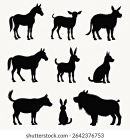 Diverse animal silhouettes ideal for logo creation, branding, and design projects. 