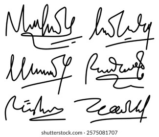 Diverse array of artistic handwritten signatures, ideal for design projects, branding, or personal identification.