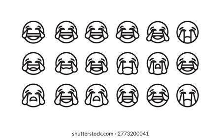 A diverse array of popular emoji expressions depicting intense amusement and mirth. Ideal for social media campaigns and digital content.