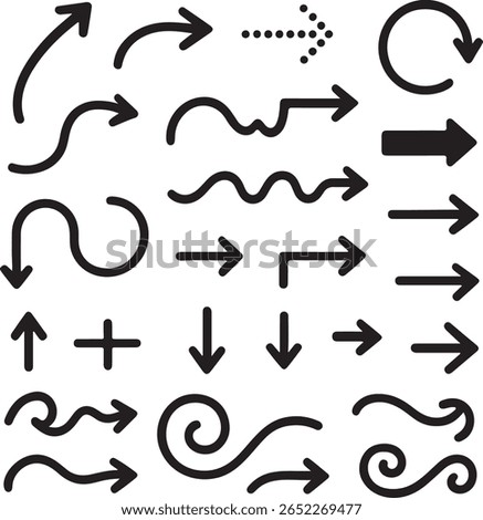 Diverse arrow shapes for directional guidance and design elements