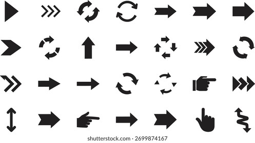 Diverse arrow shapes for website design and user interface elements
