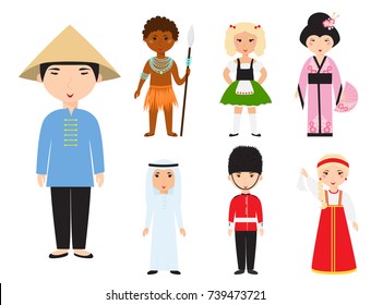Diverse avatars cartoon characters different nationalities clothes and hair styles people vector illustration.