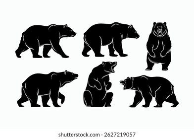 Diverse Bear Silhouettes in Various Poses