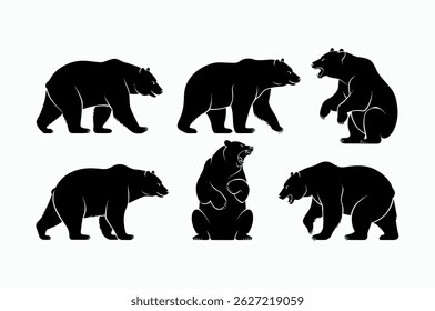 Diverse Bear Silhouettes in Various Poses