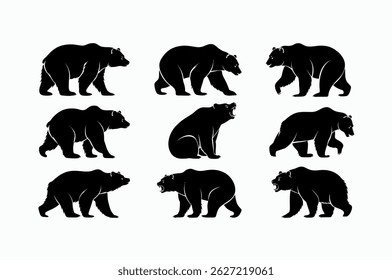 Diverse Bear Silhouettes in Various Poses