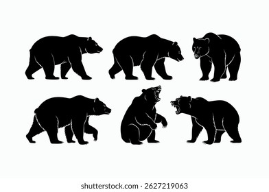 Diverse Bear Silhouettes in Various Poses